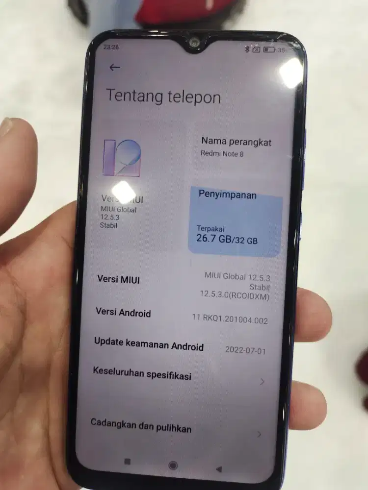 Jual HP Redmi note 8 second