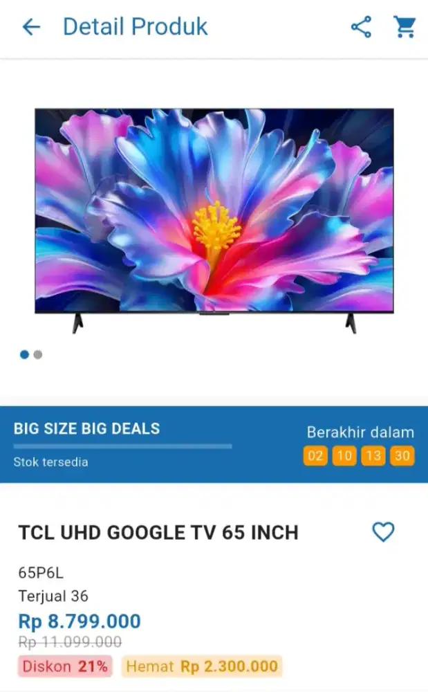 CICILAN TCL UHD GOOGLE TV 65 INCH