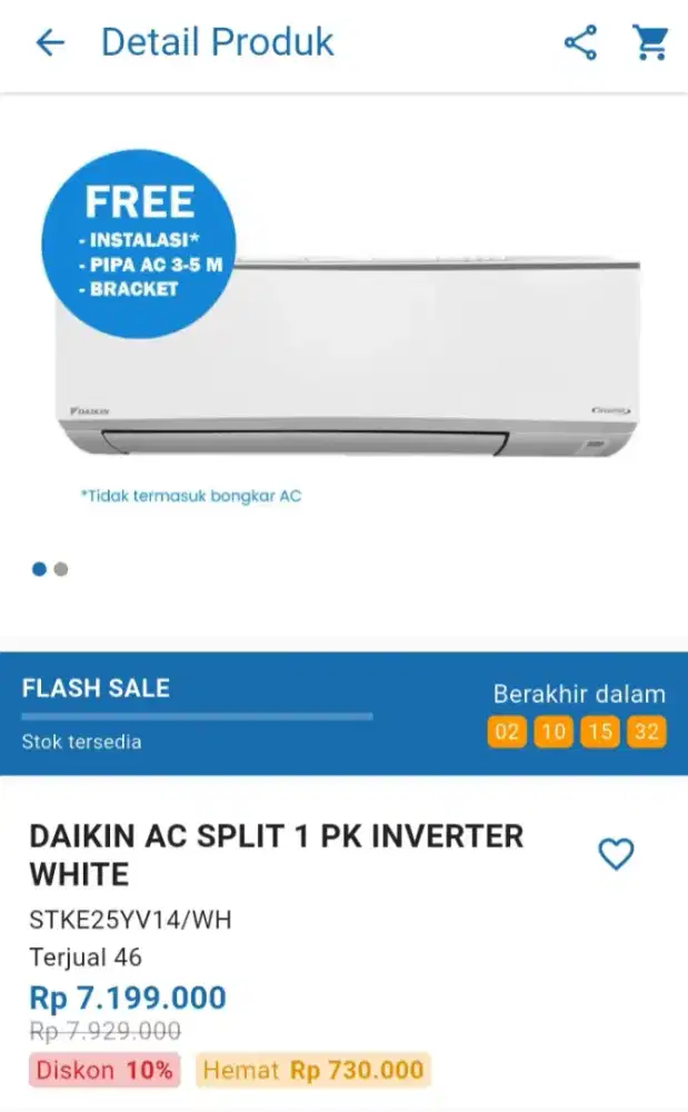 CICILAN DAIKIN AC SPLIT 1 PK INVERTER
