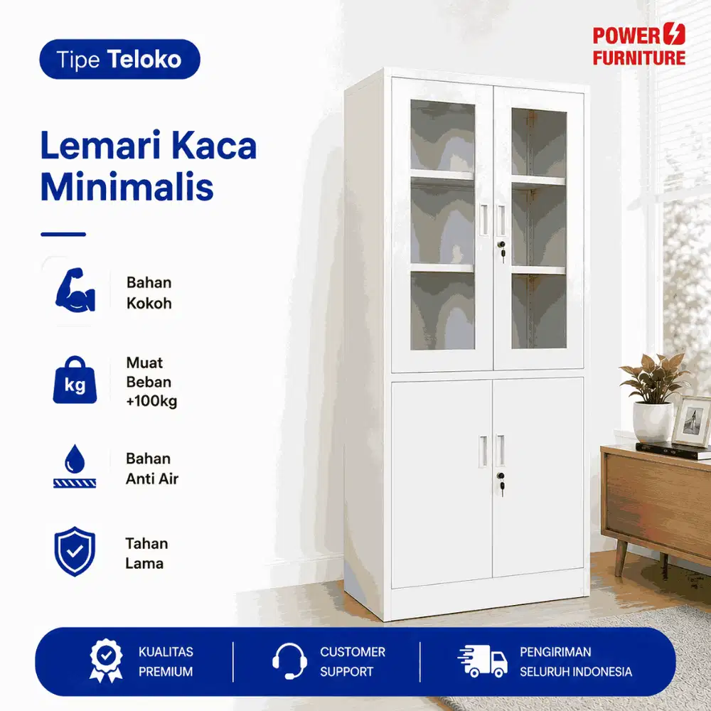 Tipe TELOKO - Lemari Besi Minimalis | Lemari Kaca Besi | Lemari Besi K