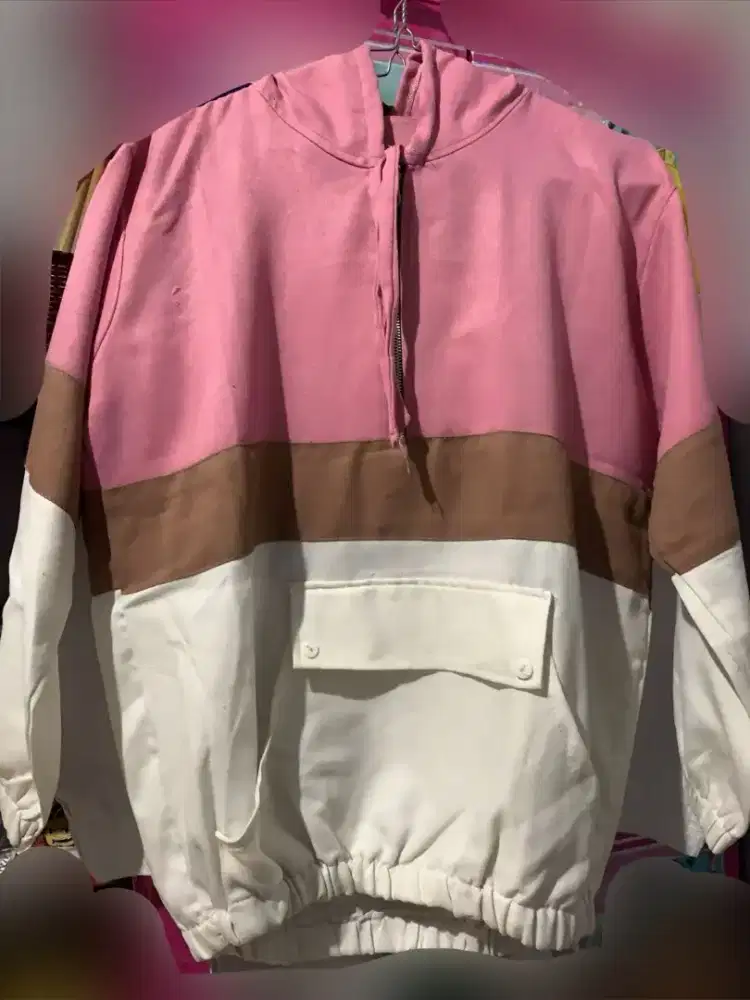 jaket hoodie pullover dgn warna (colorblock)