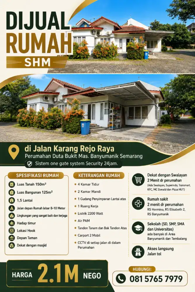 DIJUAL HOOK BANYUMANIK LOK STRATEGIS MEWAH BAGUS CEPAT SEGERA