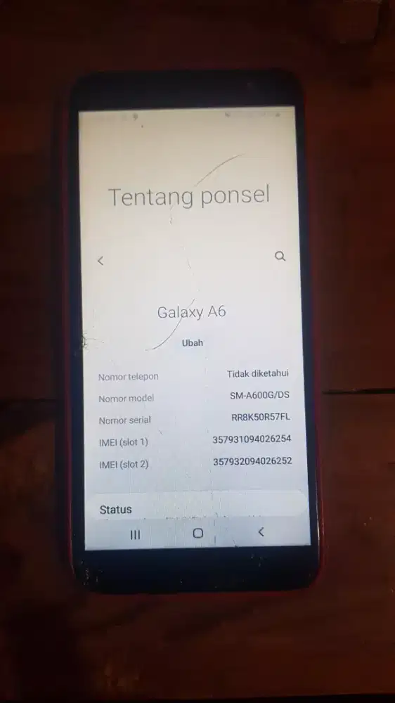 Samsung A6 Layar Retak Normal Batangan