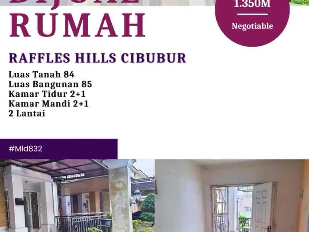 Tersedia rumah untuk dijual di Rafles Hills Cibubur