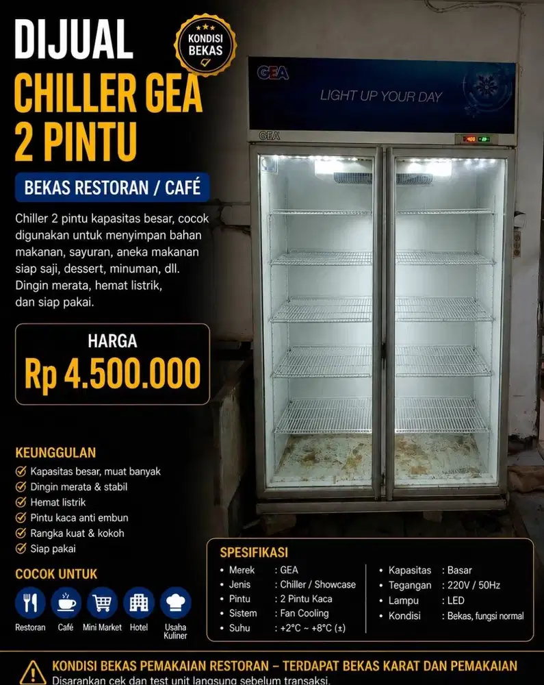 JUAL CEPAT CHILER GEA 2 PINTU Bekas Resto