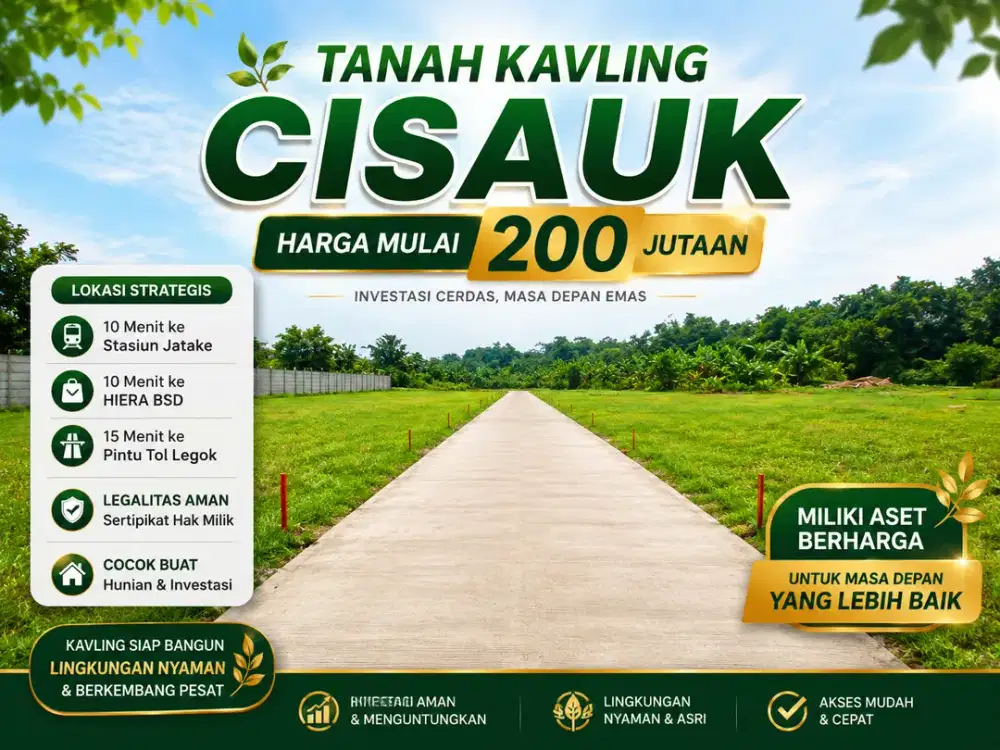 Kavling Dijual Cisauk Dekat HIERA BSD Hanya 200 Jt-an, SHM