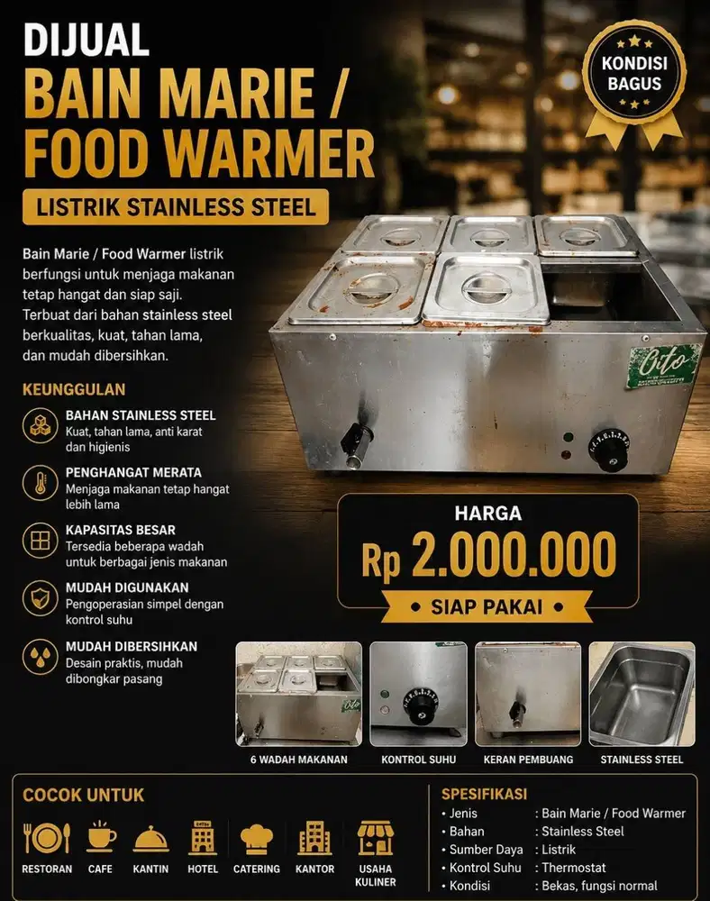 JUAL CEPAT BAIN MARIE Ex Resto