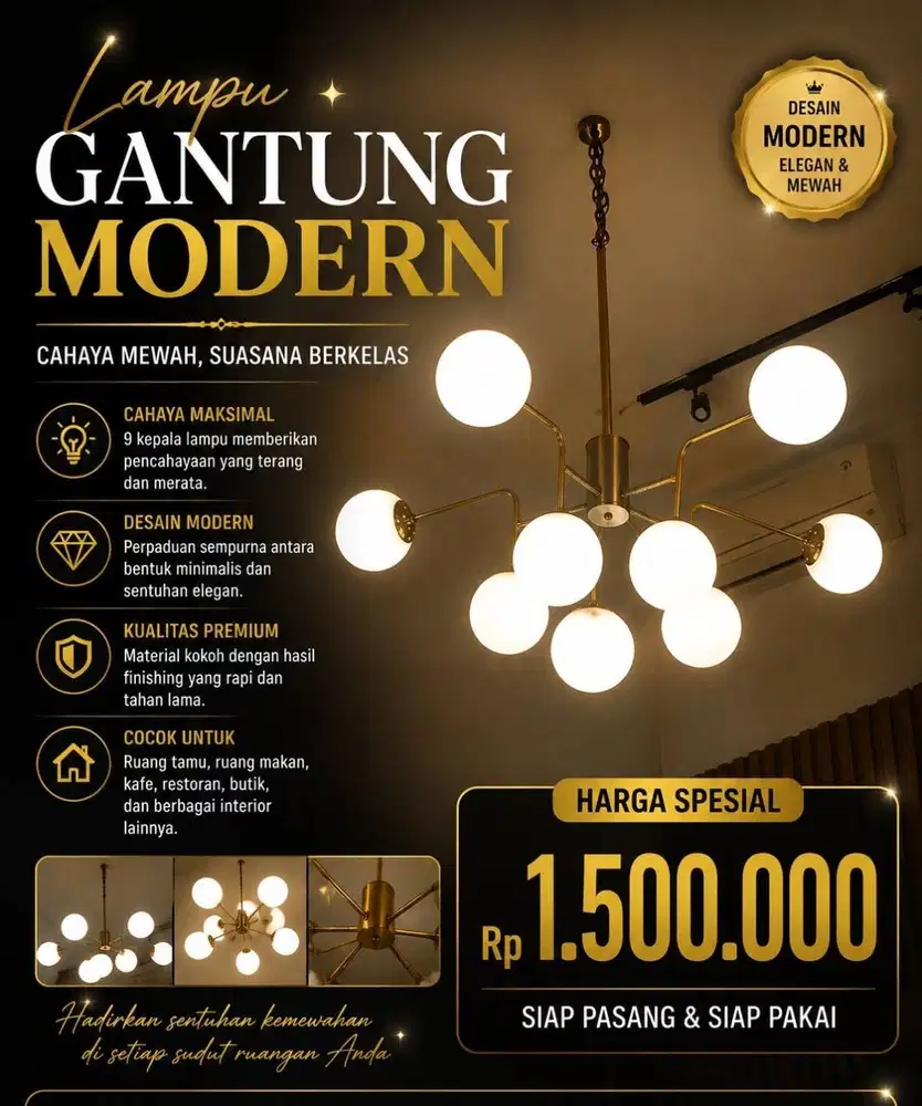 JUAL CEPAT LAMPU GANTUNG BEKAS RESTO MODERN