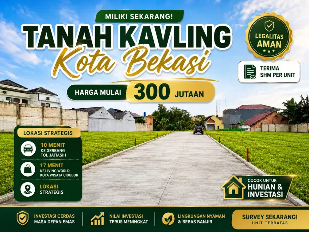 Kavling Dijual Bekasi Dekat Pintu Tol Jati Asih, Terima SHM per Unit