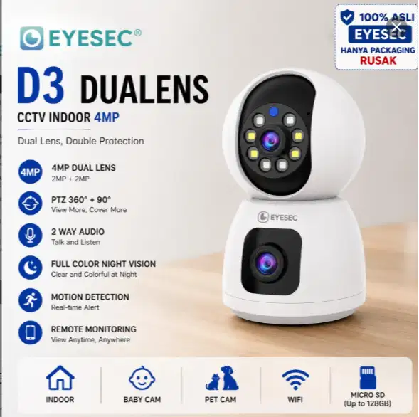 CUCIGUDANG EYESEC D3 DUALENS CCTV Indoor 4MP Dual Lens WiFi PTZ 360° 9