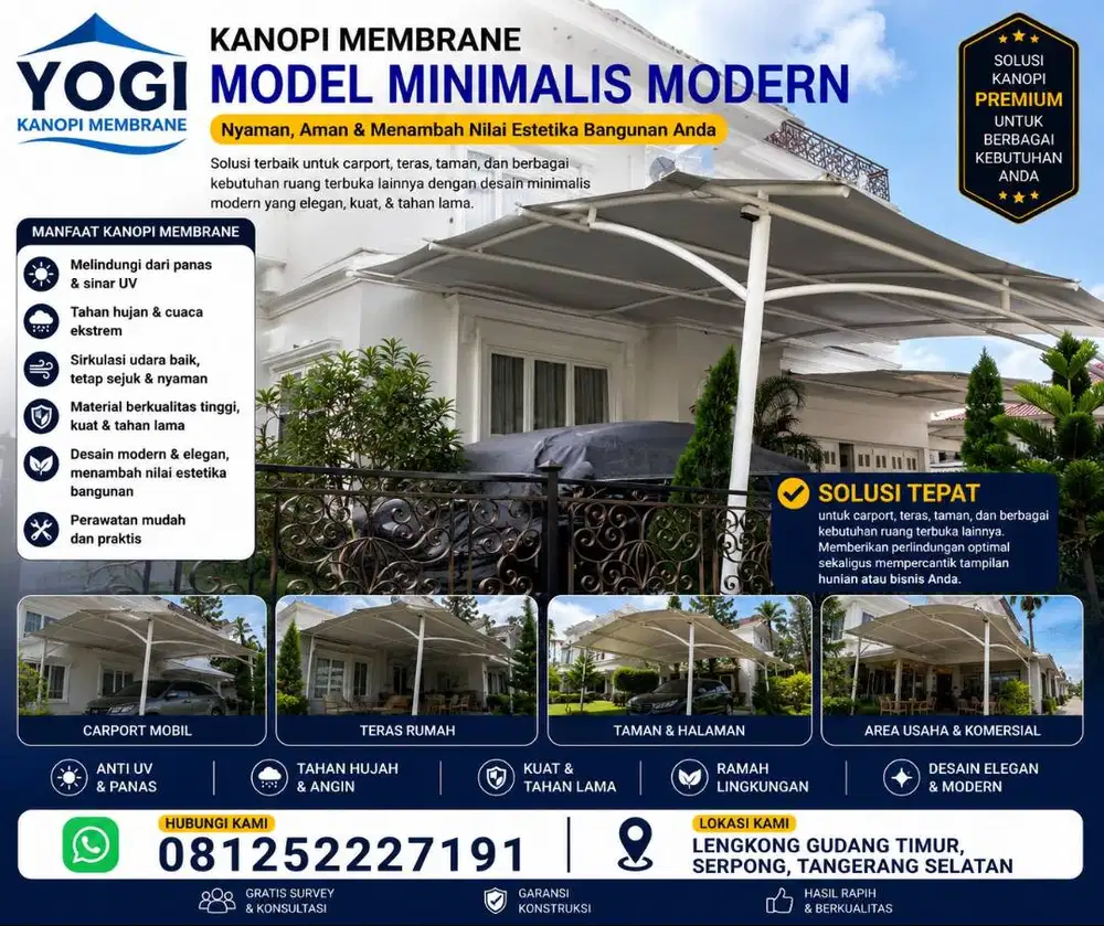Kanopi Membrane Modern untuk Cafe & Resto