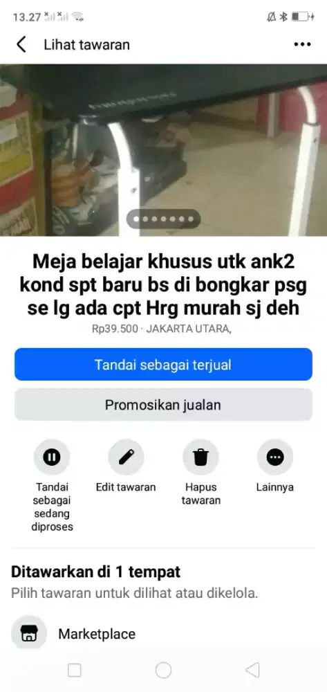 Meja belajar khusus utk anak kond bgs BS di bongkar psg hrg murah sj
