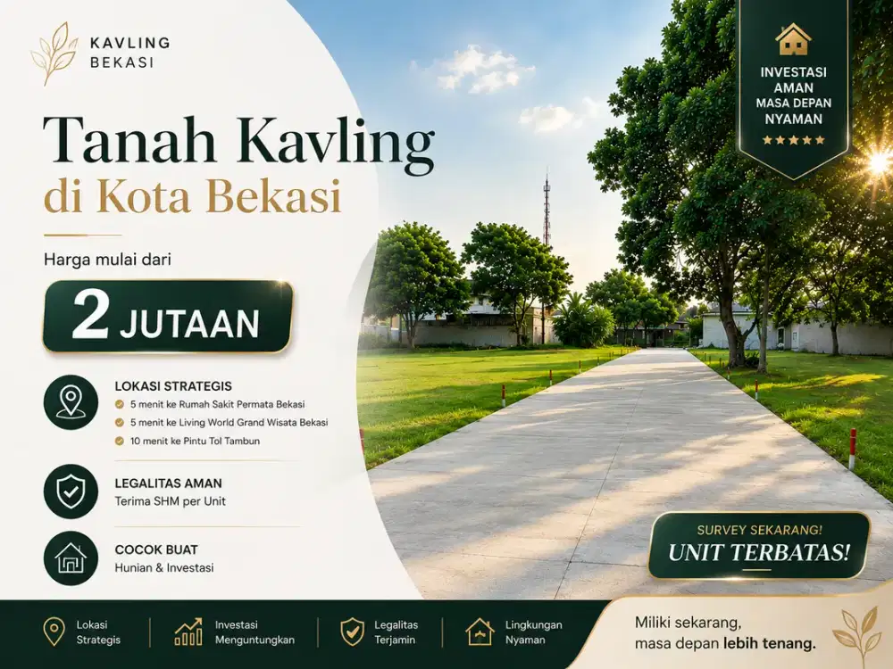 Kavling Murah Bekasi Dekat Living World Grand Wisata, Hanya 2 Jt-an, SHM