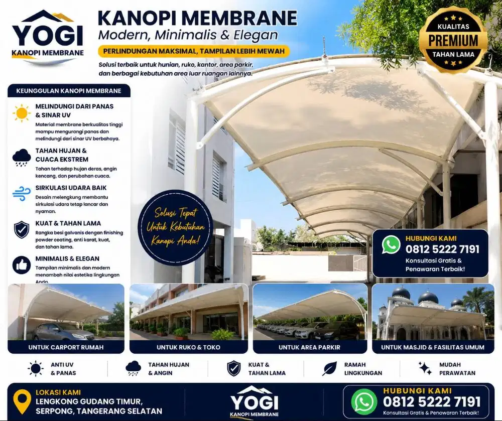 KANOPI MEMBRAN MINIMALIS & ELEGAN