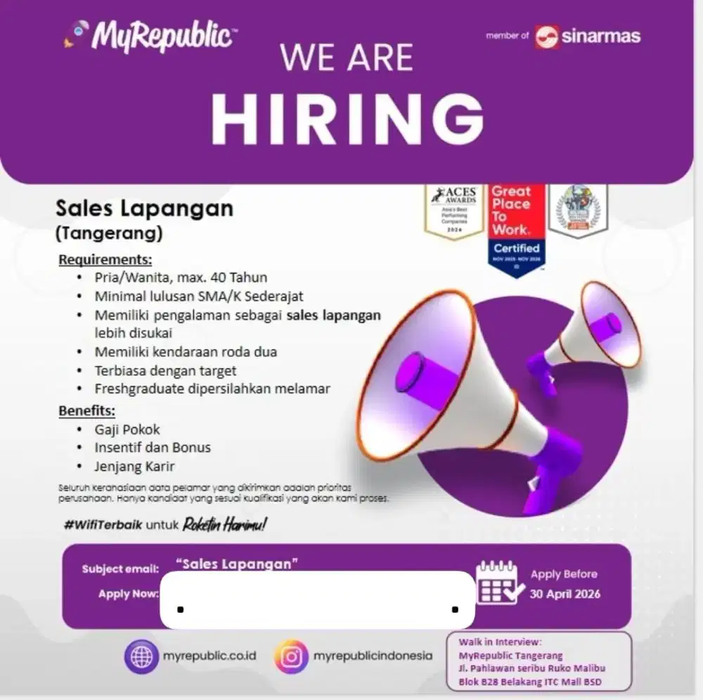 SALES LAPANGAN WIFI MYREPUBLIK SINARMAS