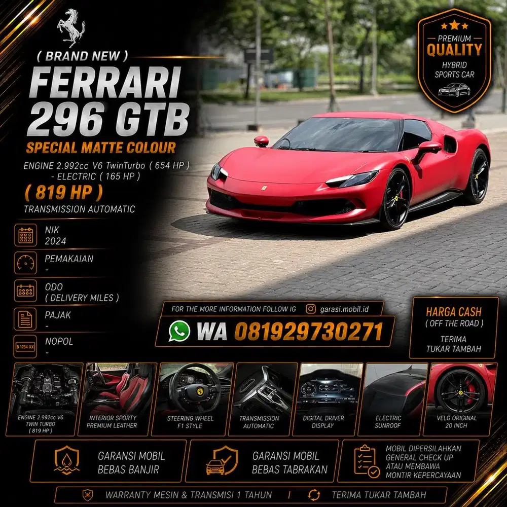 Ferrari 296 GTB Special Matte Calour 2024 / Brand New