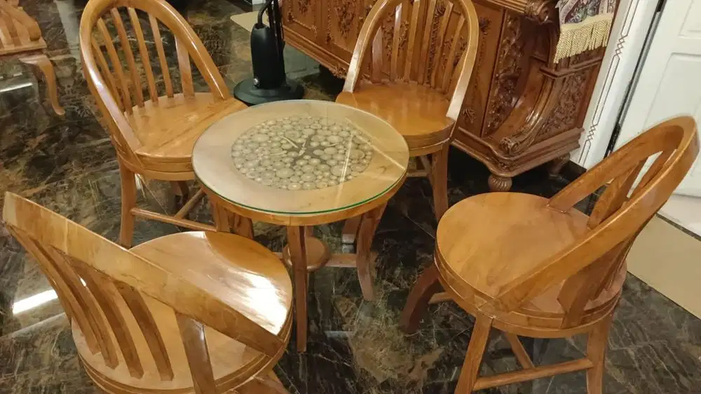 Kursi dan Meja(Include kaca) kayu jati