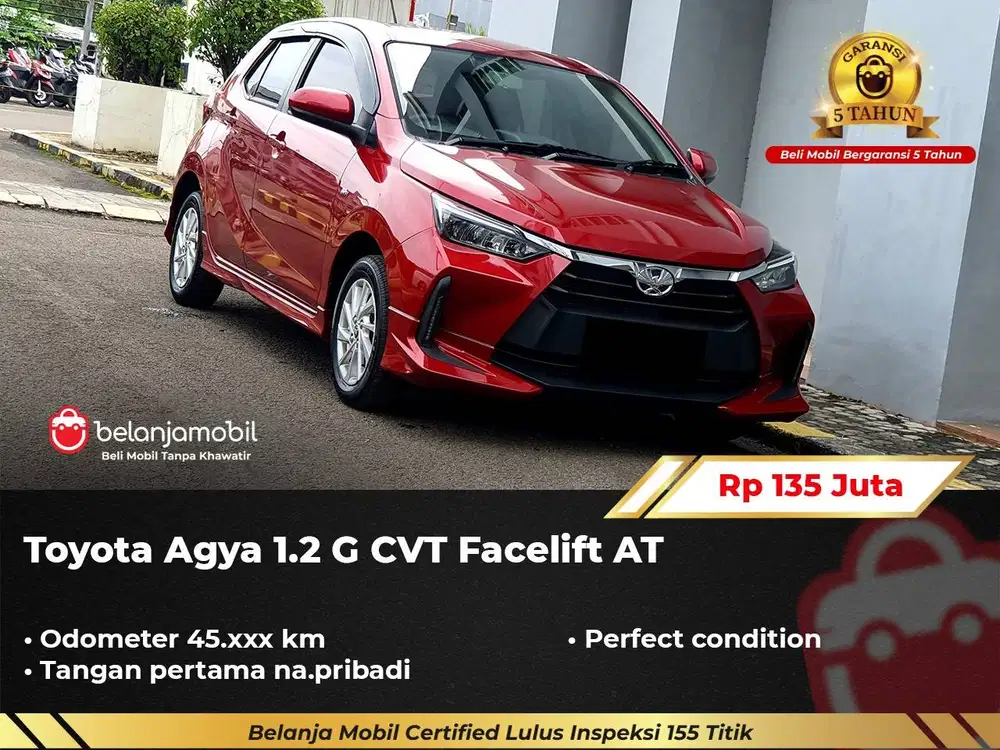 [ GARANSI 5TH ] Toyota Agya 1.2 G CVT Facelift AT 2023/2024