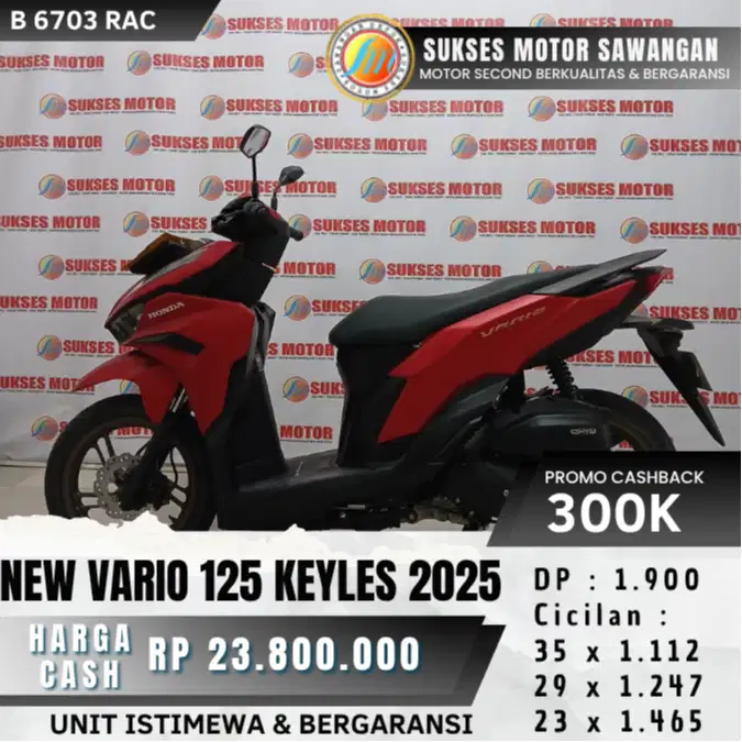 PROMO AGUSTUS HONDA NEW VARIO 125 CBS ISS TH 2025 KEYLES UNIT MULUS