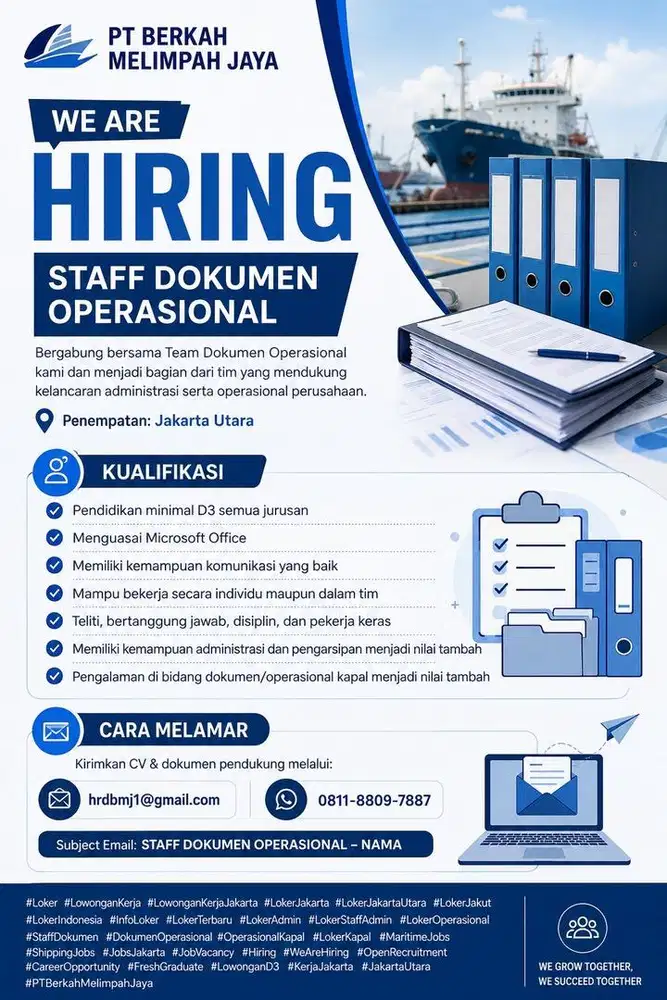 Lowongan kerja urgent staf dokumen operasional
