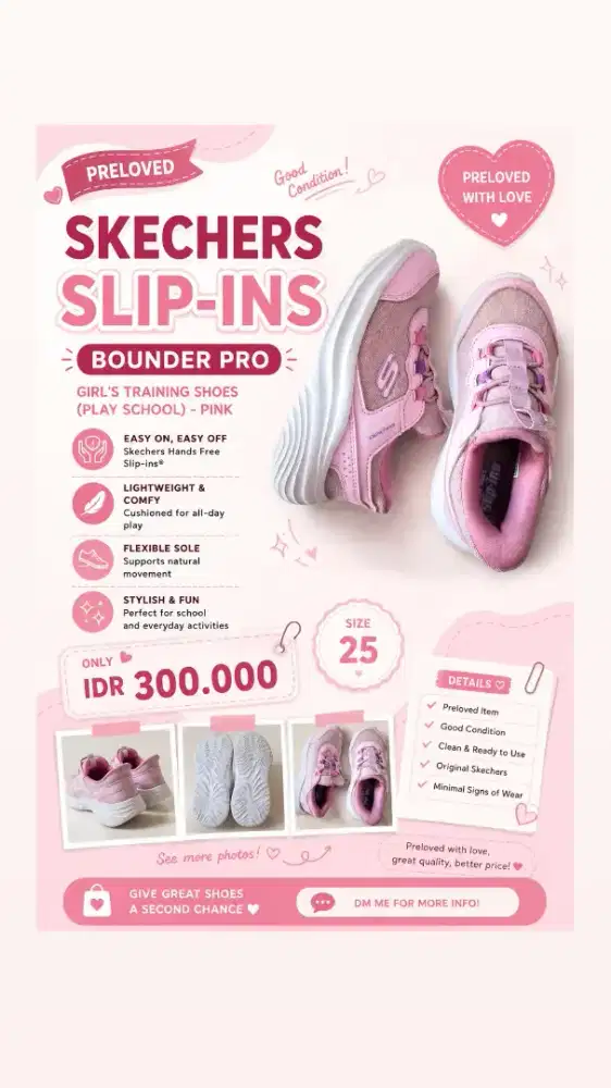 Jual Sepatu Skechers Slip ins Bounder Pro Girls Training Pink