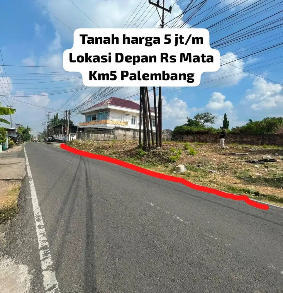 tanah kosong pinggir jalan aspal palembang