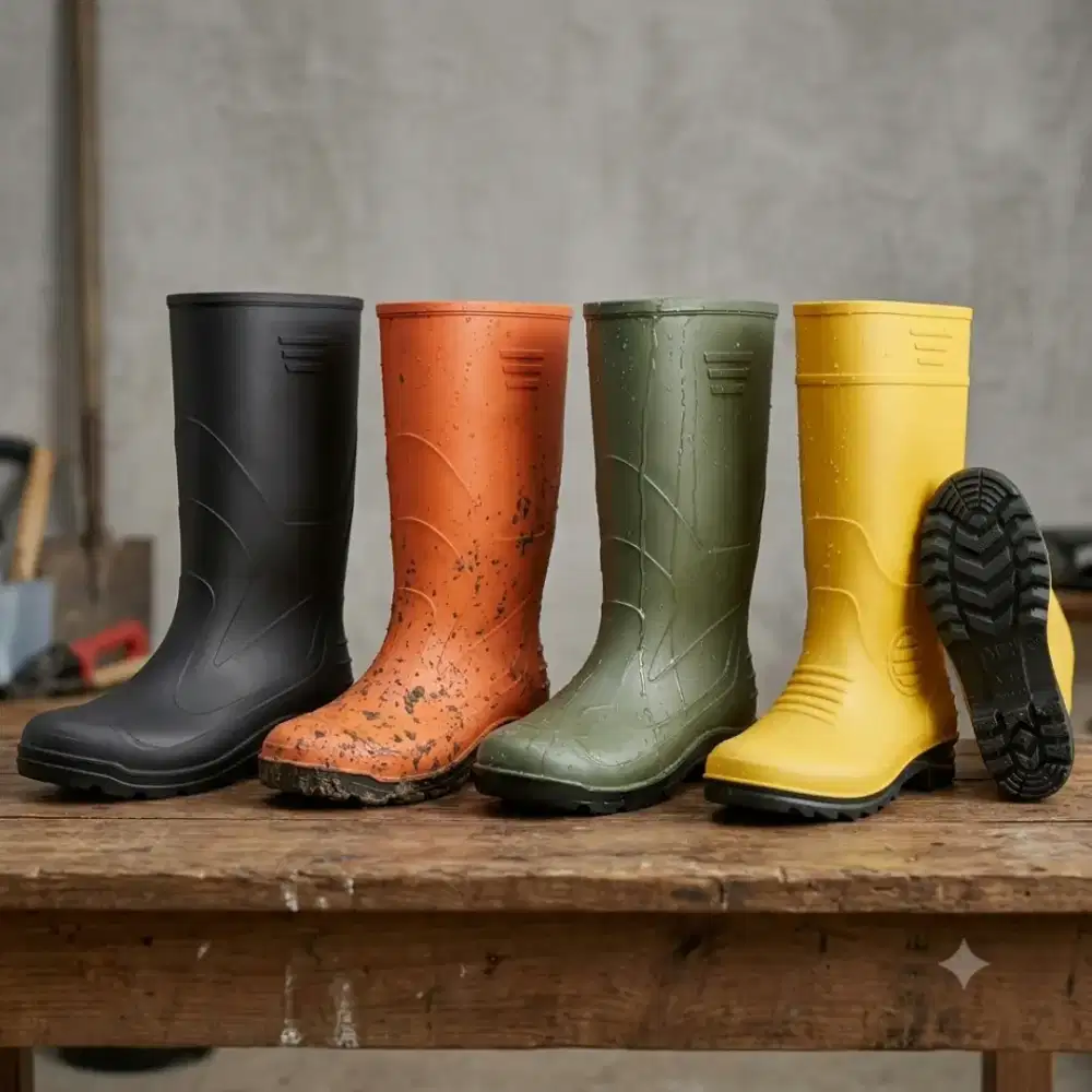 sepatu boot tinggi Sepatu safety kuat lentur anti slip tahan air sedu