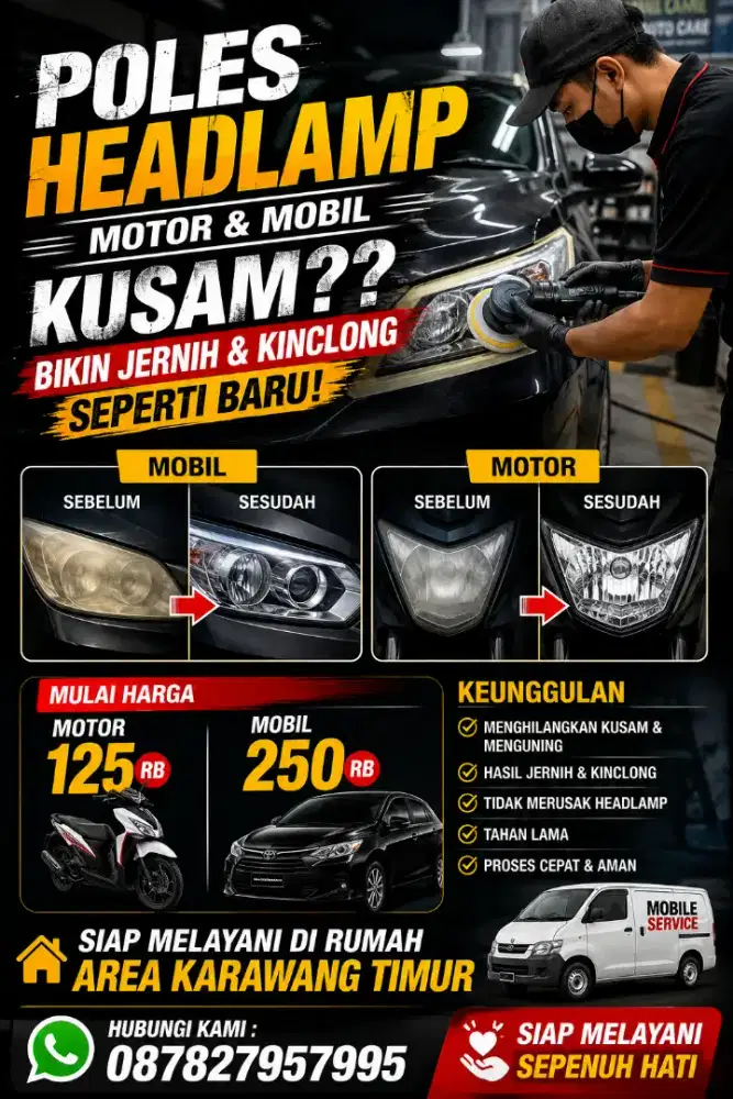 Poles headlamp kinclong seperti baru