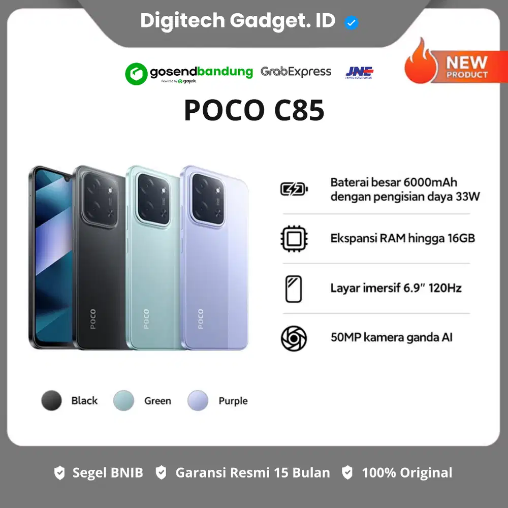 POCO C85 6/128GB 6000mAh 120Hz 33W 50MP GARANSI RESMI XIAOMI 15 BULAN