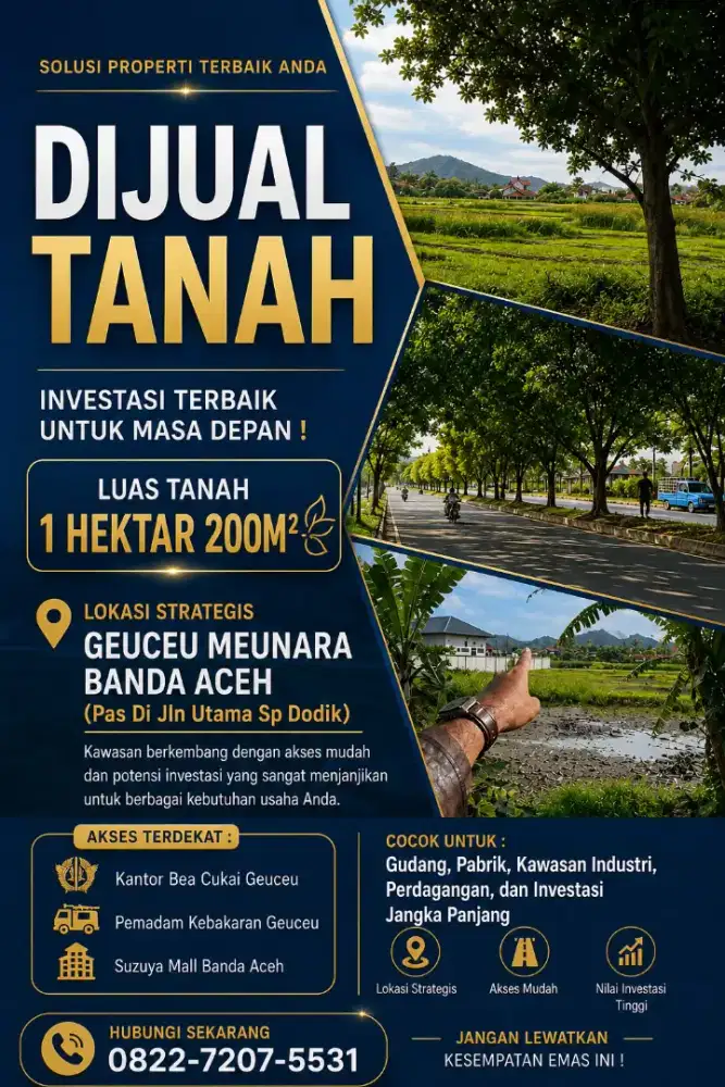Jual cepat tanah strategis 10200 M² Geuceu meunara