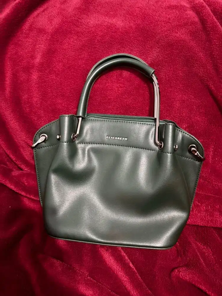 Tas elizabeth dark green top handle bag