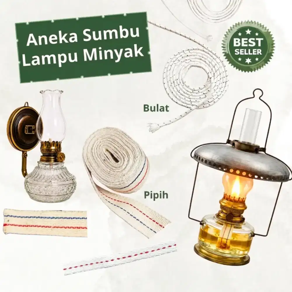Aneka Sumbu Lampu Katun Bulat Pipih Minyak Tanah Teplok/ Obor/Parafin