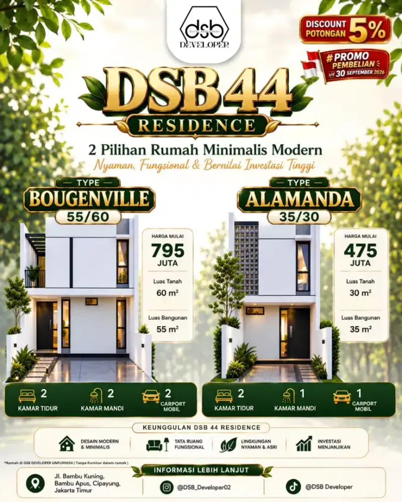 RUMAH MINIMALIS MURAH 475JUTA DI BAMBU APUS CIPAYUNG JAKARTA TIMUR