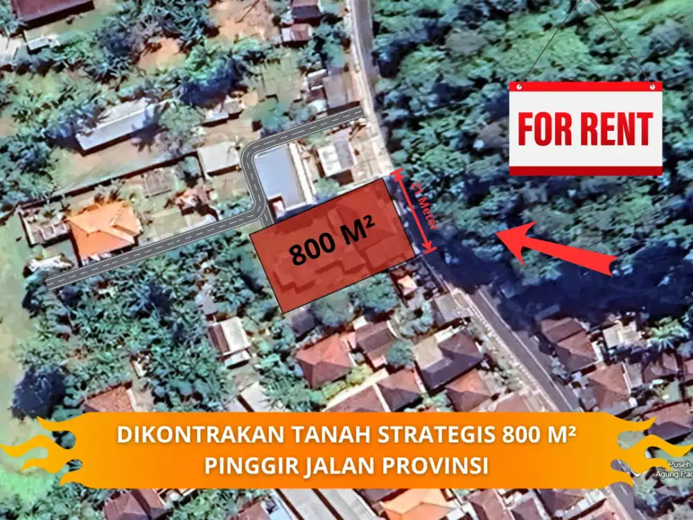 DIKONTRAKAN TANAH STRATEGIS 800 M² PINGGIR JALAN PROVINSI SEBELAH PERTASHOP PADANGBAI