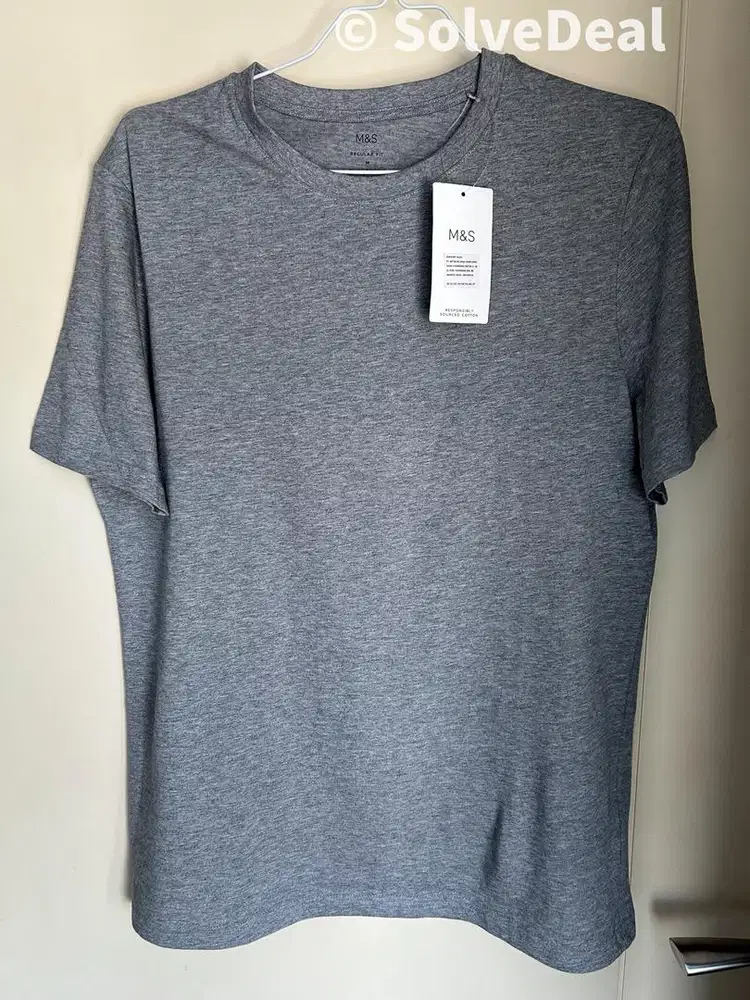 Kaos Marks & Spencer Pure Cotton Crewneck T-Shirt Grey Marl Original