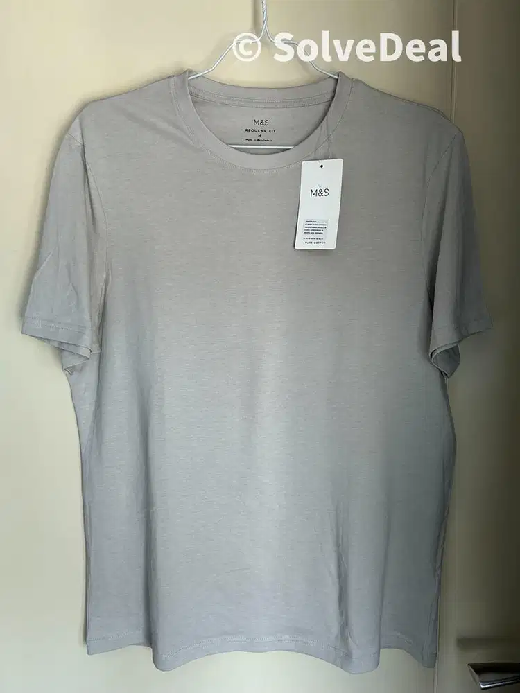 Kaos Marks & Spencer Pure Cotton Crewneck T-Shirt Beige Original