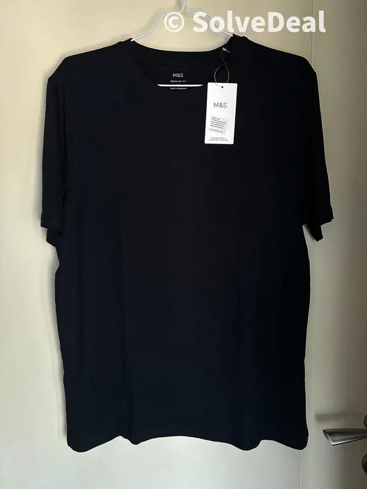 Kaos Marks & Spencer Pure Cotton Crewneck T-Shirt Black Original