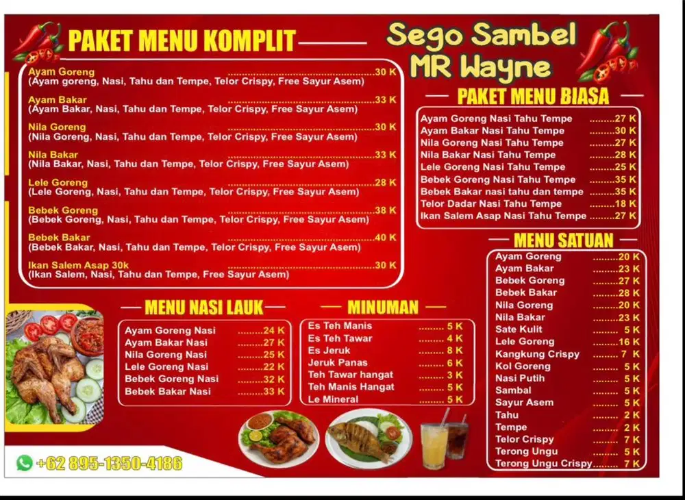 untuk buka  pecel ayam /sego sambel di pejaten