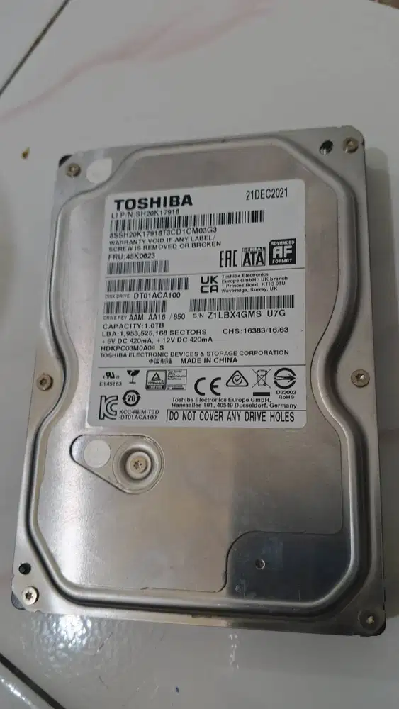 HDD PC - TOSHIBA 1TB Kondisi Good