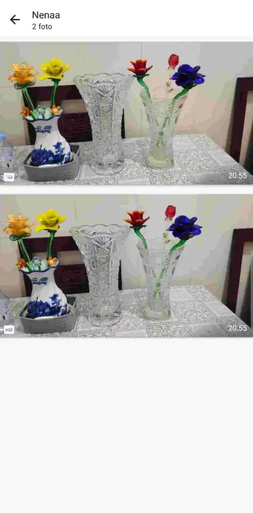 Dijual 1  pot keramik dan 2 pot kaca besar dan kecil dan kembang