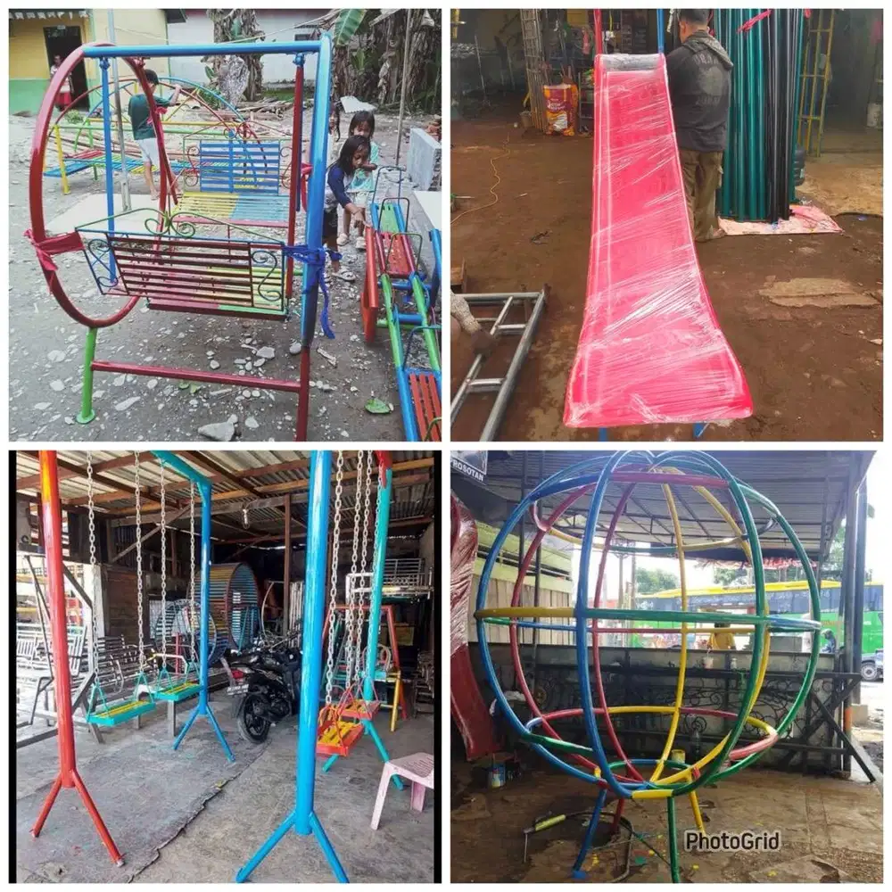Perosotan, ayunan, kuda kudaan, mainan outdoor, mainan playground