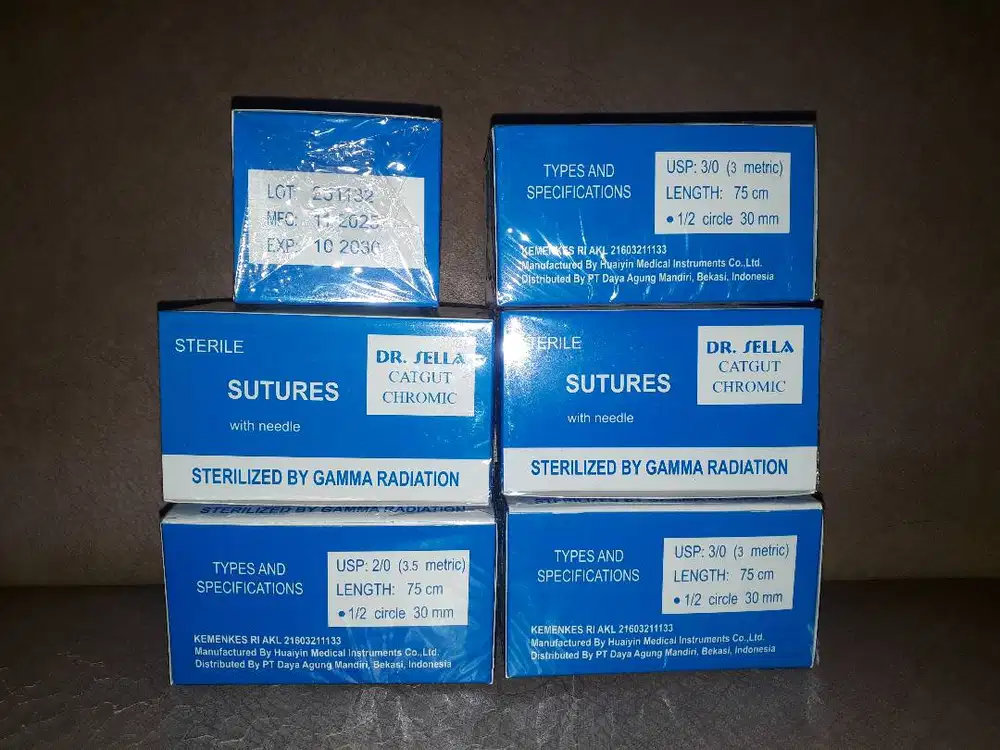 Catgut Chromic DR. Sella jahitan dengan jarum 3/0