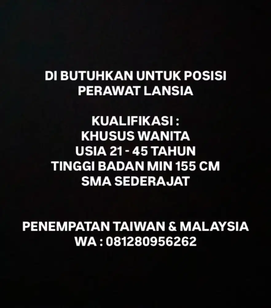Lowongan Kerja Caregiver