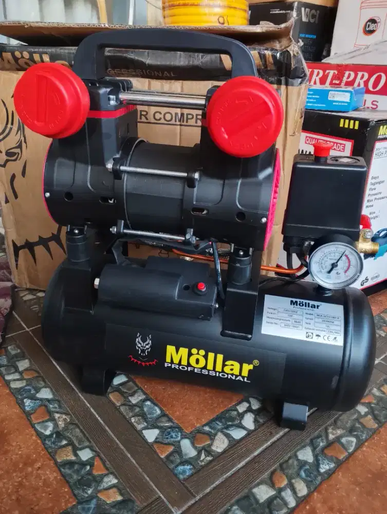 Kompresor oiless 1PK 10 Liter silent dari mollar