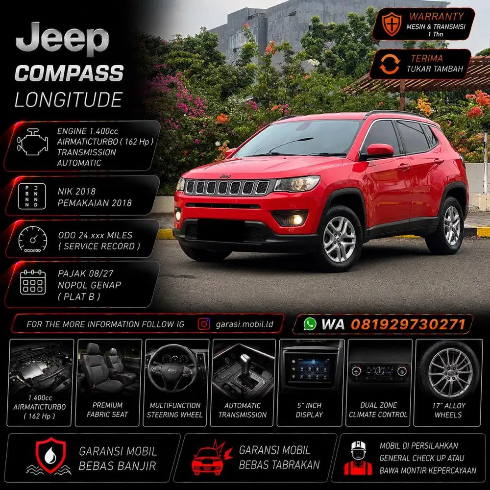 Jeep Compass Longitude 1.4 AT 2018 / Odo 24rbu Miles
