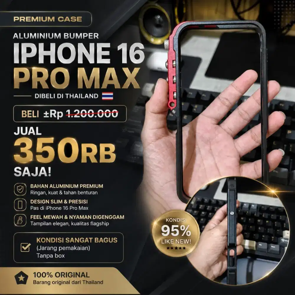 Jual Premium Aluminium Bumper Case for iPhone 16 ProMax