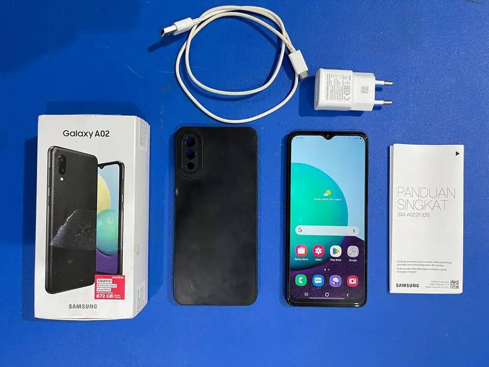 Samsung A02 32Gb/3gb Black Hitam Mulus