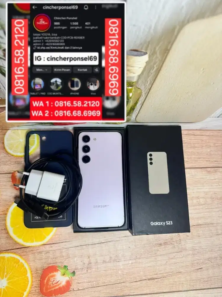 Jual hp Samsung s23 8/256 istimewa free adaptor n case