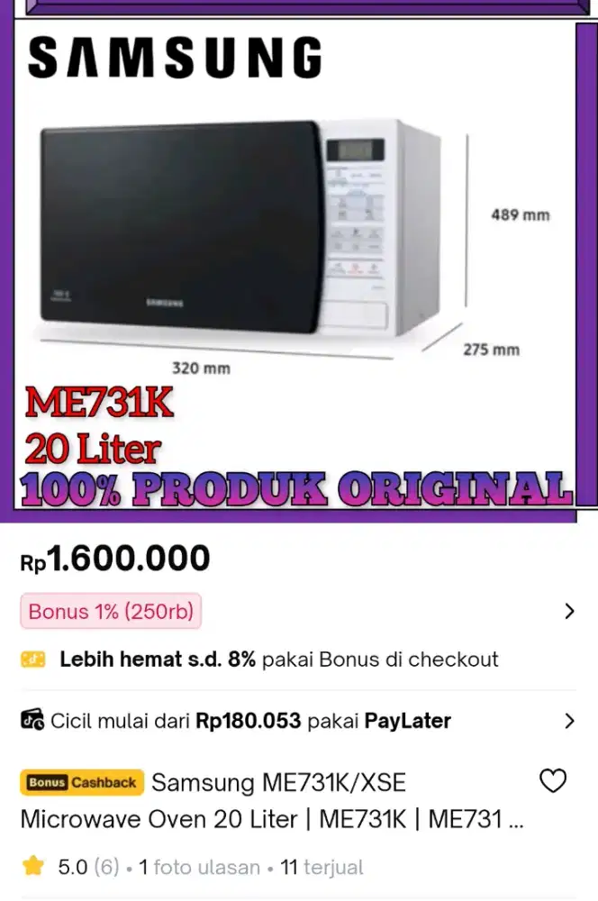 Microwave samsung minus tombol