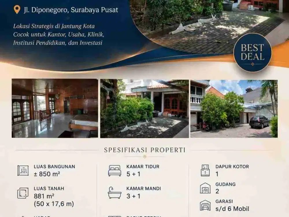 HOT KOMERSIAL Bangunan Siap Pakai Di Area Diponegoro, Surabaya Pusat